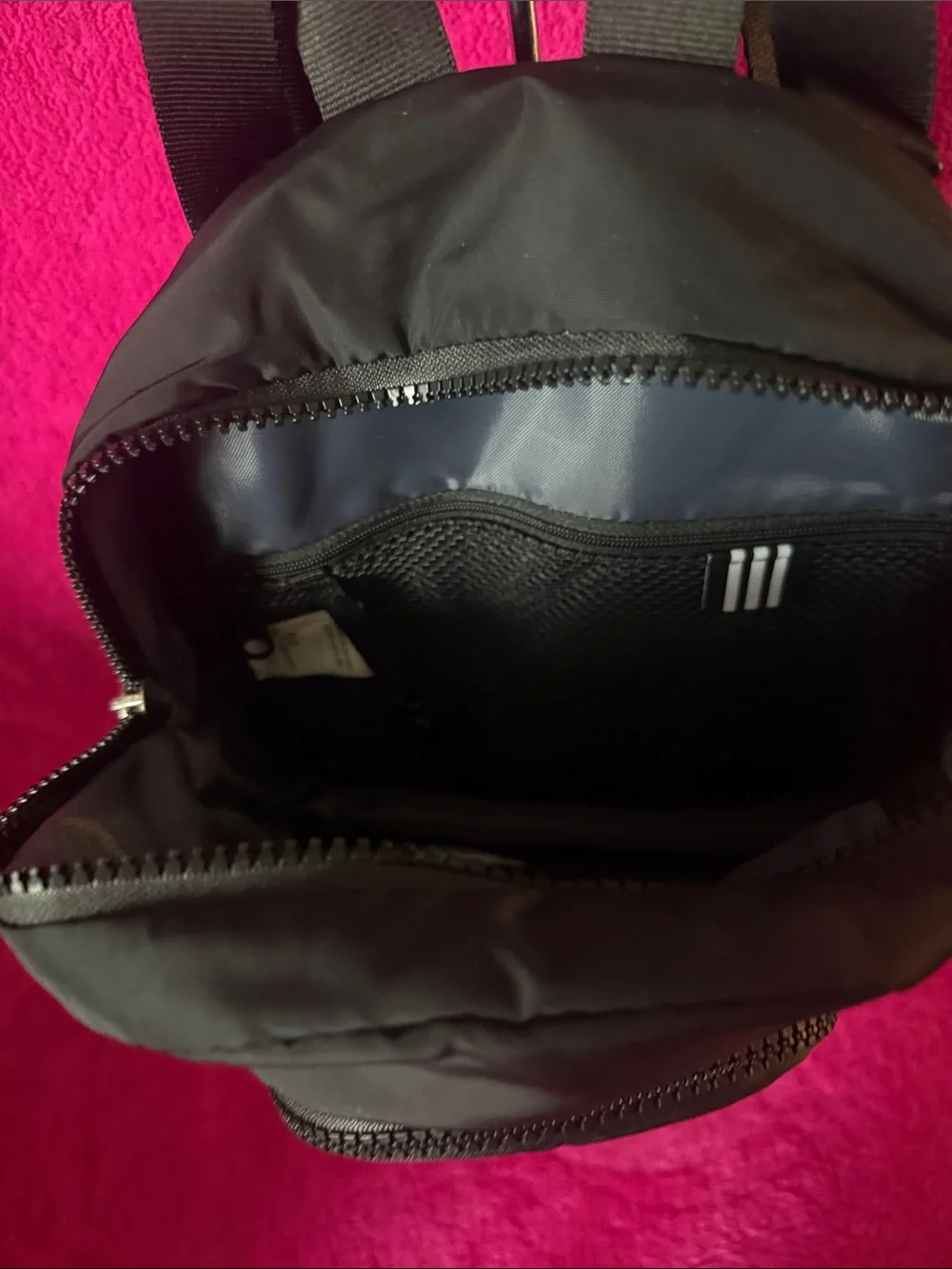 Adidas Black Mini Backpack with Iridescent Rainbow Logo